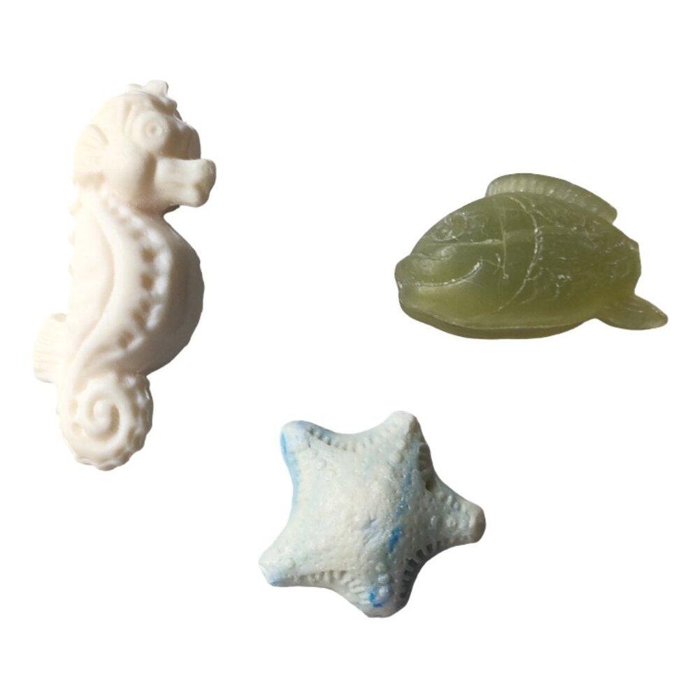 Vintage Retro Decorative Soap Set of Three Ocean Theme: Seahorse, Starfish, Fish